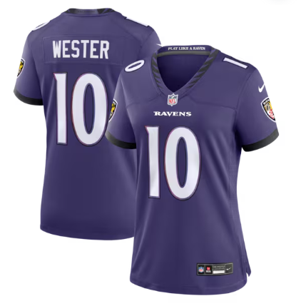 Women's Baltimore Ravens #10 LaJohntay Wester Purple Team Game Stitched Jersey