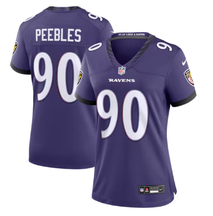 Women's Baltimore Ravens #90 Aeneas Peebles Purple Team Game Stitched Jersey