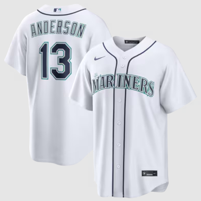 Men's Seattle Mariners #13 Kade Anderson White Home Stitched Stitched Jersey
