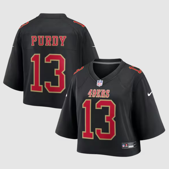 Women's San Francisco 49ers #13 Brock Purdy Black Cropped Fashion Game Screen-printed Jersey