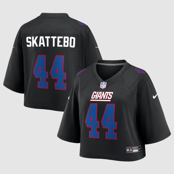 Women's New York Giants #44 Cam Skattebo Black Cropped Fashion Game Screen-printed Jersey