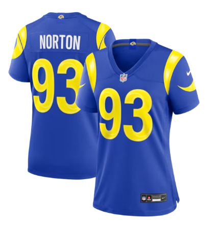 Women's Los Angeles Rams #93 Bill Norton  Royal Team Game Stitched Jersey