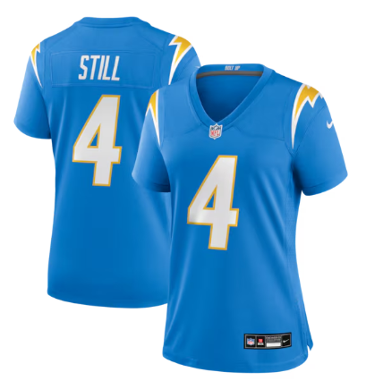 Women's Los Angeles Chargers #4 Tarheeb Still Powder Blue Team Game Stitched Jersey