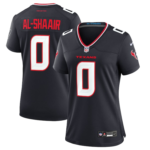 Women's Houston Texans #0 Azeez Al-Shaair Navy Team Game Stitched Jersey