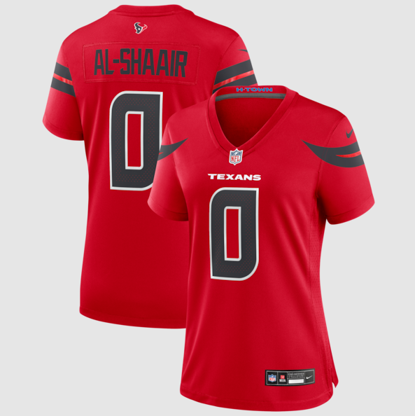 Women's Houston Texans #0 Azeez Al-Shaair Red Alternate Game Stitched Jersey