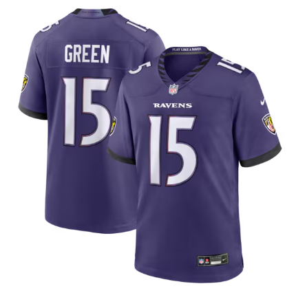 Men's Baltimore Ravens #15 Mike Green Purple Team Game Stitched Jersey