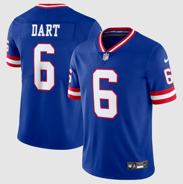 Men's New York Giants #6 Jaxson Dart Royal Legacy Vapor Untouchable Stitched Limited Jersey