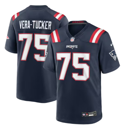 Men's New England Patriots #75 Alijah Vera-Tucker Navy Team Game Stitched Jersey