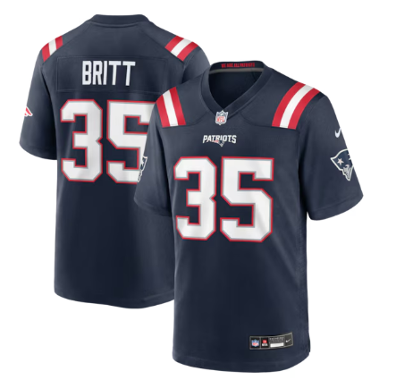Men's New England Patriots #35 K.J. Britt Navy Team Game Stitched Jersey