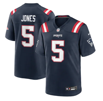 Men's New England Patriots #5 Dre'Mont Jones Navy Team Game Stitched Jersey