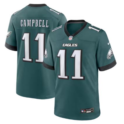Men's Philadelphia Eagles #11 Jihaad Campbell Midnight Green Team Game Stitched Jersey