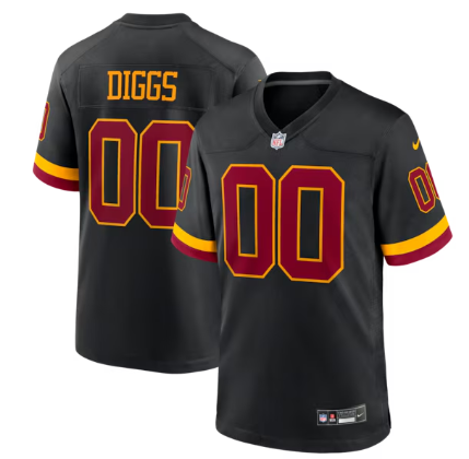 Men's Washington Commanders #00 Stefon Diggs Black Alternate Game Stitched Jersey