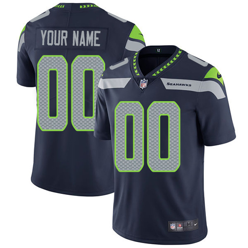 Toddlers Seattle Seahawks Custom Navy Vapor Untouchable Limited Stitched Jersey