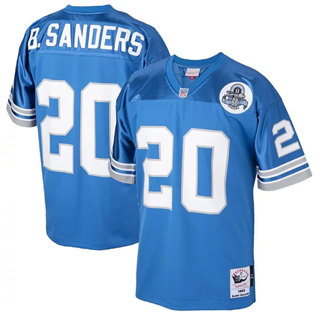 Men's Detroit Lions Custom Blue Throwback Stitched Football Jersey