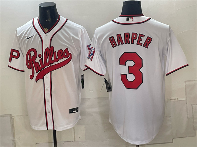 Men's Philadelphia Phillies #3 Bryce Harper White 2026 Field of Dreams Stadium Stitched Baseball Jersey