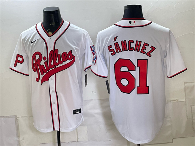 Men's Philadelphia Phillies #61 Cristopher Sanchez White 2026 Field of Dreams Stadium Stitched Baseball Jersey