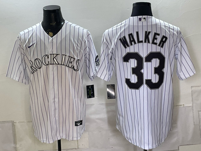 Men's Colorado Rockies #33 Larry Walker White Home Stitched Baseball Jersey