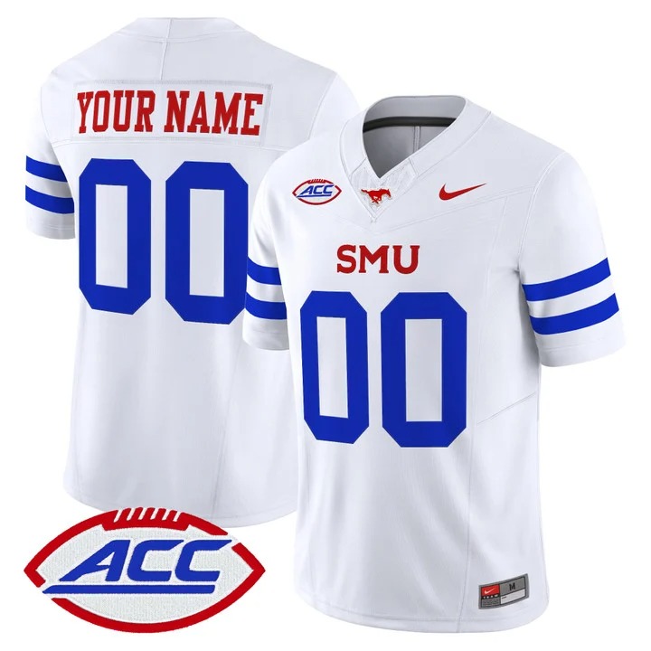 SMU Mustangs 2026 Vapor Limited Custom Jersey Ice White - All Stitched