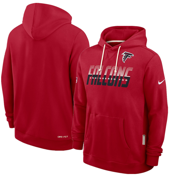 Men's Atlanta Falcons Red Sideline Standard Issue Top Prospect Dri-FIT Hoodie