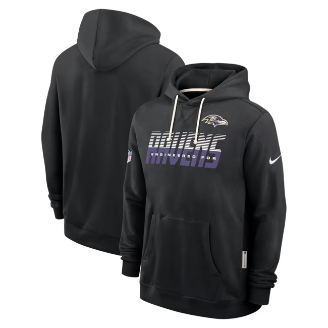 Men's Baltimore Ravens Black Sideline Standard Issue Top Prospect Dri-FIT Hoodie