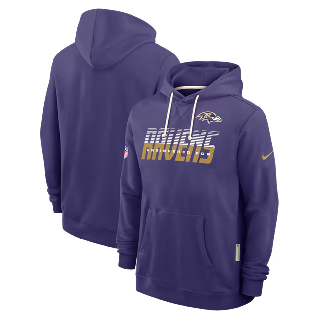 Men's Baltimore Ravens Purple Sideline Standard Issue Top Prospect Dri-FIT Hoodie