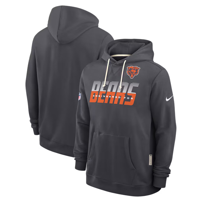 Men's Chicago Bears Charcoal Sideline Standard Issue Top Prospect Dri-FIT Hoodie