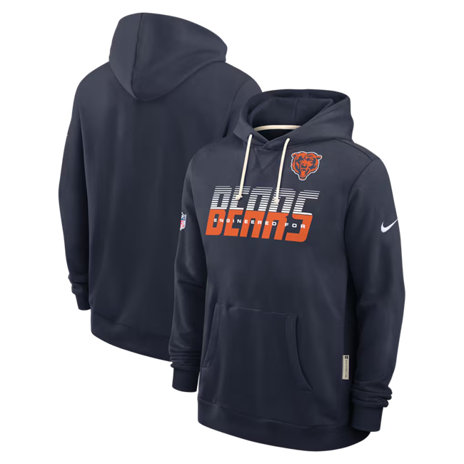 Men's Chicago Bears Navy Sideline Standard Issue Top Prospect Dri-FIT Hoodie