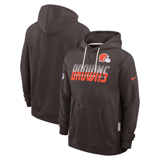 Men's Cleveland Browns Brown Sideline Standard Issue Top Prospect Dri-FIT Hoodie
