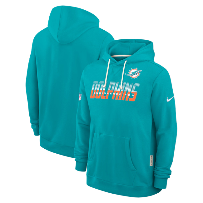 Men's Miami Dolphins Aqua Sideline Standard Issue Top Prospect Dri-FIT Hoodie