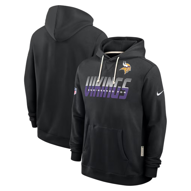 Men's Minnesota Vikings Black Sideline Standard Issue Top Prospect Dri-FIT Hoodie
