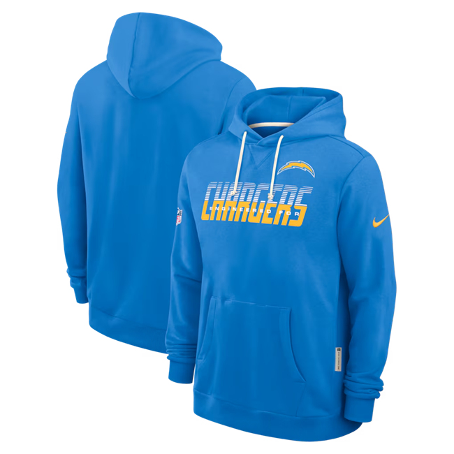 Men's Los Angeles Chargers Powder Blue Sideline Standard Issue Top Prospect Dri-FIT Hoodie