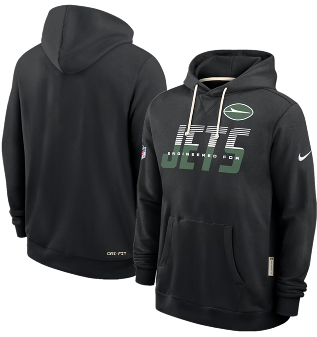 Men's New York Jets Black Sideline Standard Issue Top Prospect Dri-FIT Hoodie