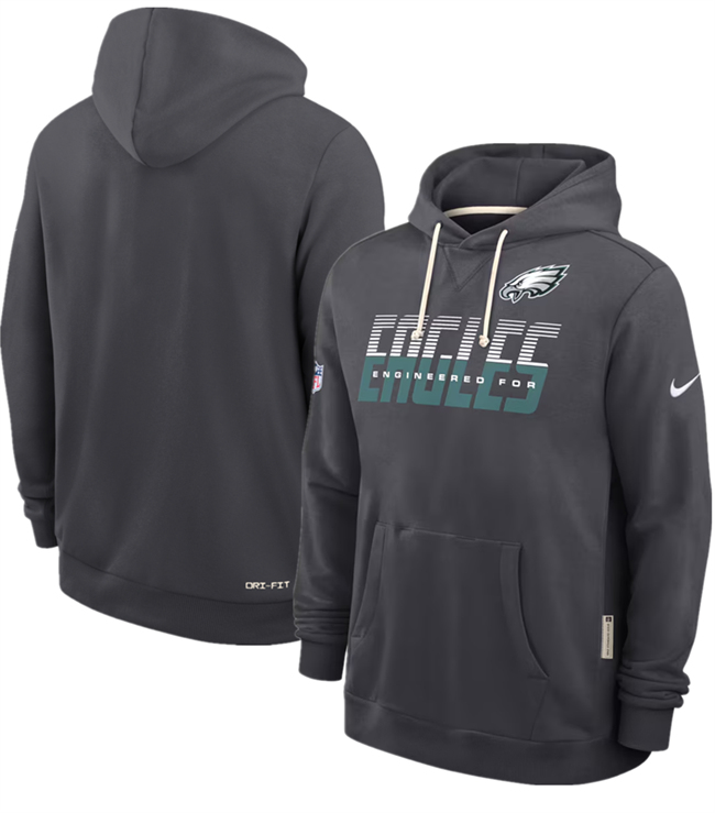 Men's Philadelphia Eagles Charcoal Sideline Standard Issue Top Prospect Dri-FIT Hoodie