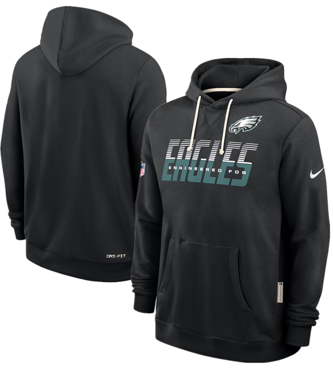Men's Philadelphia Eagles Black Sideline Standard Issue Top Prospect Dri-FIT Hoodie