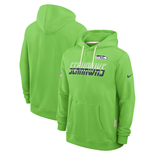 Men's Seattle Seahawks Neon Green Sideline Standard Issue Top Prospect Dri-FIT Hoodie