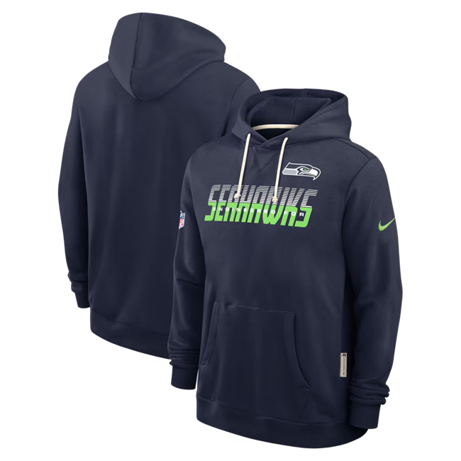 Men's Seattle Seahawks College Navy Sideline Standard Issue Top Prospect Dri-FIT Hoodie
