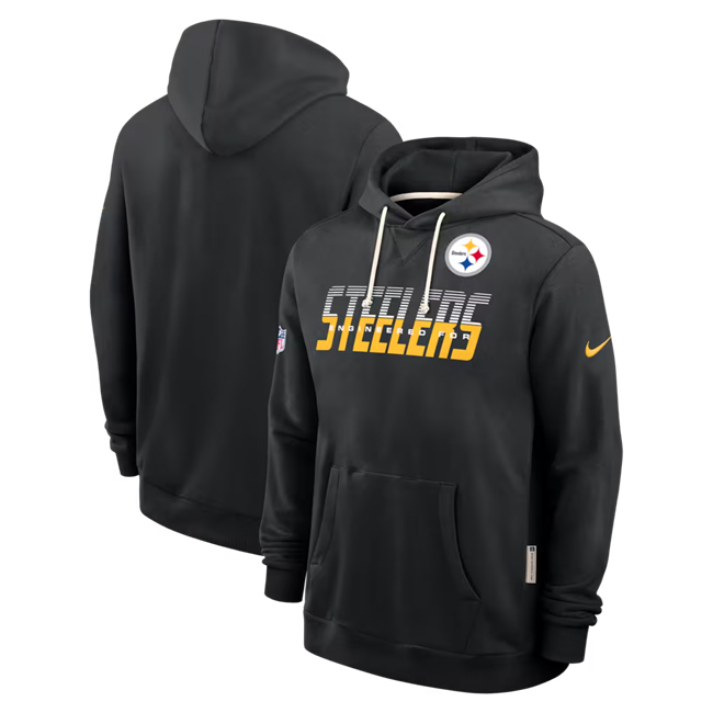 Men's Pittsburgh Steelers Black Sideline Standard Issue Top Prospect Dri-FIT Hoodie