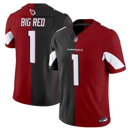 BIG RED #1 Arizona Cardinals Split Jersey - All Stitched