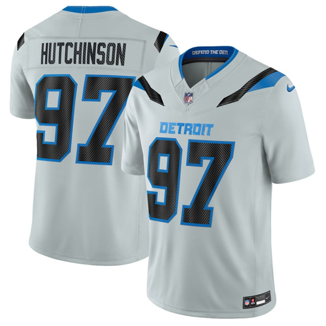 Men's Detroit Lions #97 Aidan Hutchinson Silver 2026 F.U.S.E. Rivalries Collection Limited Stitched Football Jersey