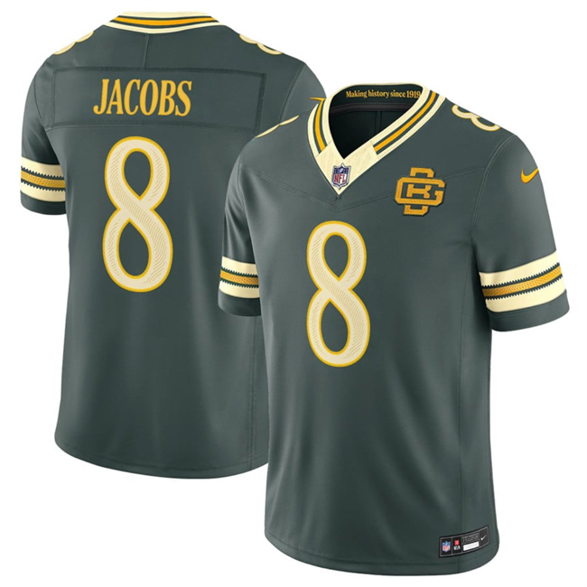 Men's Green Bay Packers #8 Josh Jacobs Dark Green 2026 F.U.S.E. Rivalries Collection Limited Stitched Football Jersey