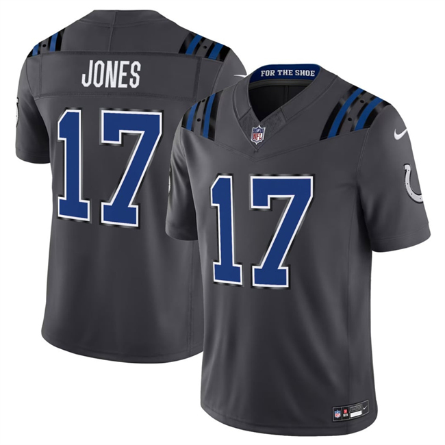 Men's Indianapolis Colts #17 Daniel Jones Dark Gray 2026 F.U.S.E. Rivalries Collection Limited Stitched Football Jersey