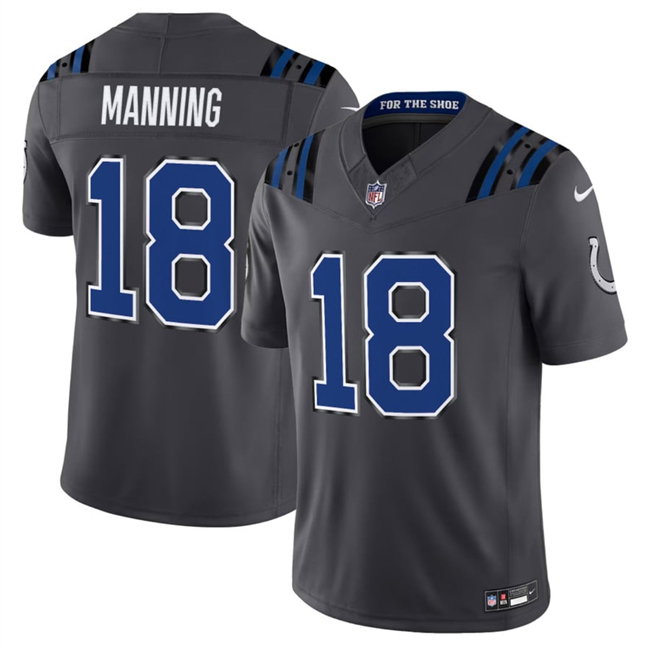 Men's Indianapolis Colts #18 Peyton Manning Dark Gray 2026 F.U.S.E. Rivalries Collection Limited Stitched Football Jersey