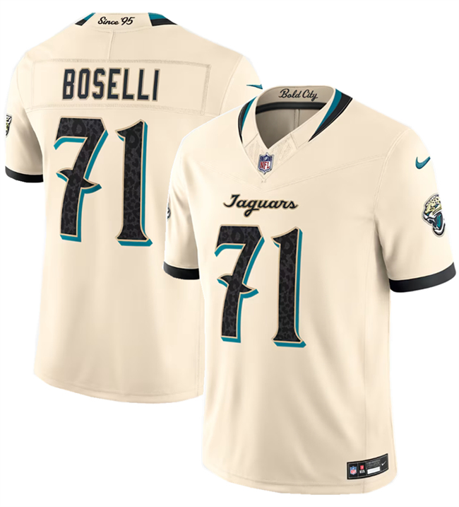 Men's Jacksonville Jaguars #71 Tony Boselli Cream 2026 F.U.S.E. Rivalries Collection Limited Stitched Football Jersey
