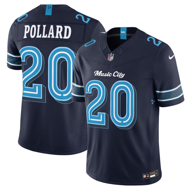 Men's Tennessee Titans #20 Tony Pollard Navy 2026 F.U.S.E. 'Music City' Rivalries Collection Limited Stitched Football Jersey