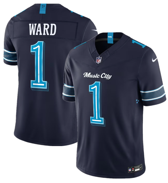 Men's Tennessee Titans #1 Cameron Ward Navy 2026 F.U.S.E. 'Music City' Rivalries Collection Limited Stitched Football Jersey