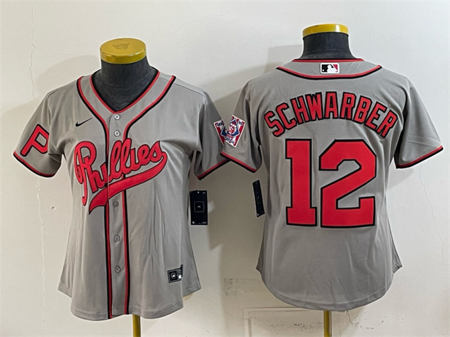 Youth Philadelphia Phillies #12 Kyle Schwarber Gray 2026 Field of Dreams Stadium Stitched Baseball Jersey