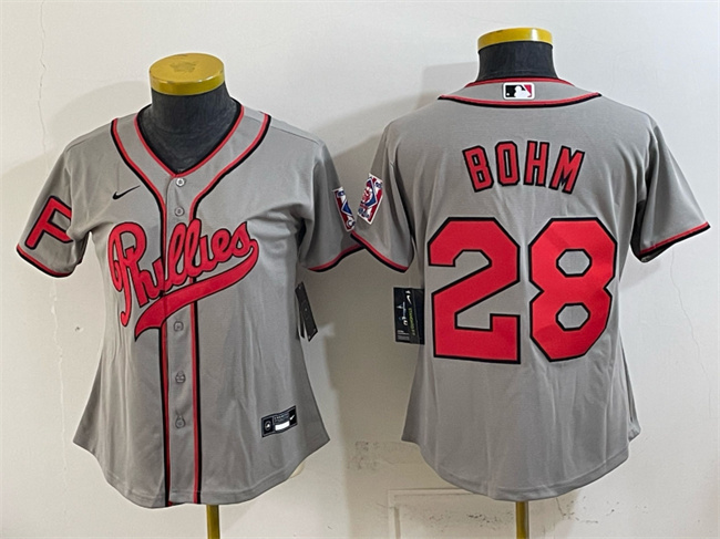 Youth Philadelphia Phillies #28 Alec Bohm Gray 2026 Field of Dreams Stadium Stitched Baseball Jersey