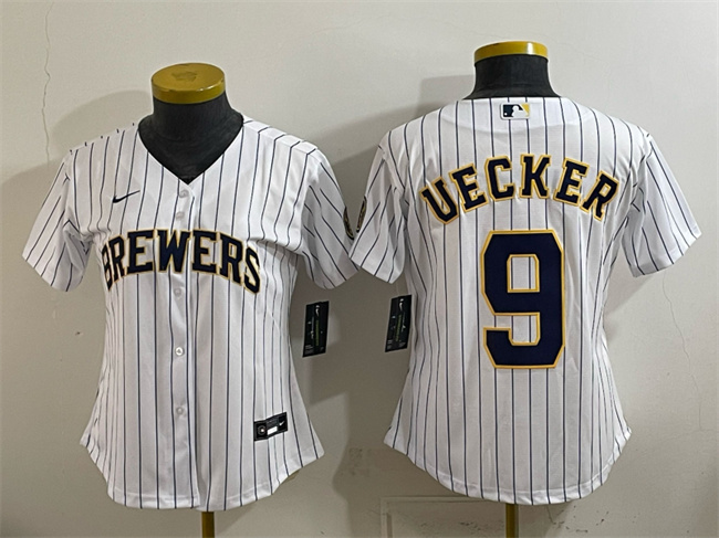 Youth Milwaukee Brewers #9 Bob Uecker White Cool Base Stitched Jersey