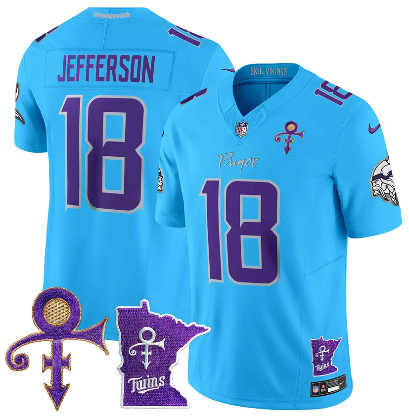 Men's Minnesota Vikings #18 Justin Jefferson Light Blue F.U.S.E. 2024 Prince Vapor Limited Stitched Football Jersey