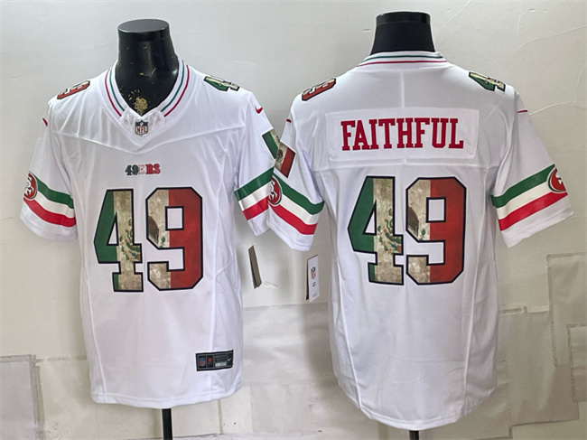Men's San Francisco 49ers #49 Faithful White 2025 F.U.S.E. Mexico Vapor Limited Stitched Football Jersey